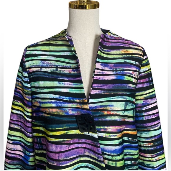 JOSEPH RIBKOFF Multicolored Rainbow Striped Textured Classic Blazer Size 8 - Picture 7 of 12